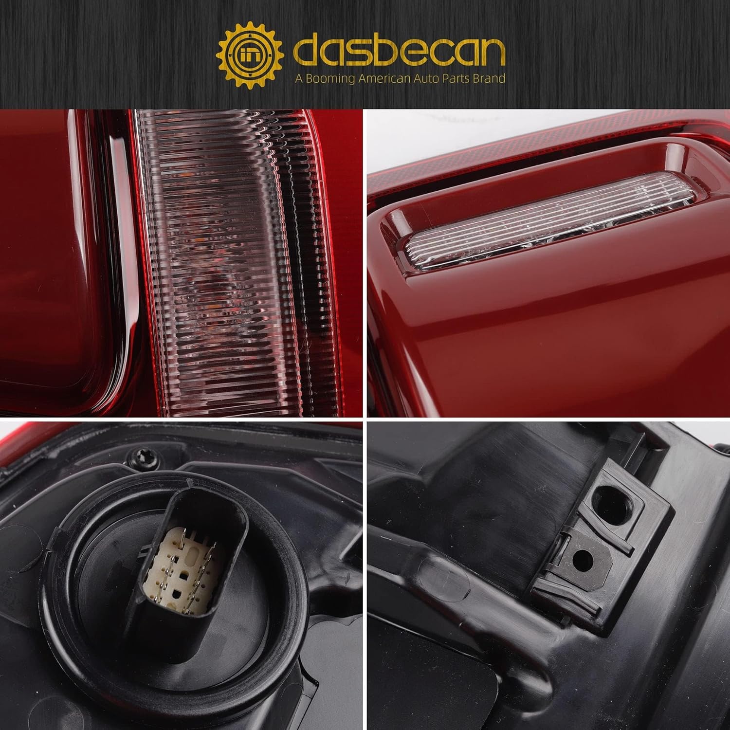 Dasbecan Left Driver Side Tail Light Assembly Rear Lamp LED Type Compatible With Dodge Ram 1500 2019 2020 2021 2022 2023 Blind spot module can be installed (Red Cover)