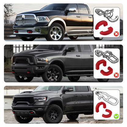 Red Front Tow Hook Covers for 2019-2026 Ram 1500 (Excludes Classic/Warlock/2500/3500)