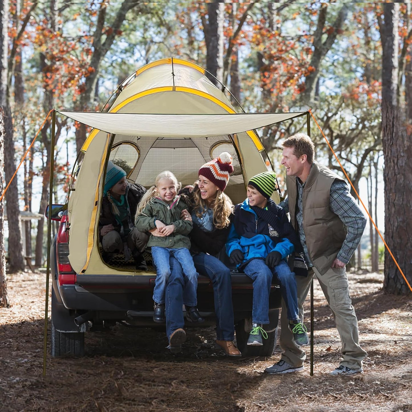 PU5000 Oxford Truck Tent with Awning for 5.5'-6.3' Beds - Fits Chevy, Ram, F-150 & More