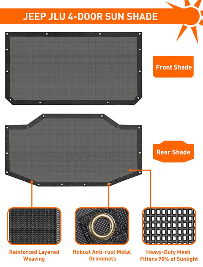 Mesh Bikini Top Sun Shade (2-Piece) for 2018-2023 Jeep Wrangler JL 4XE