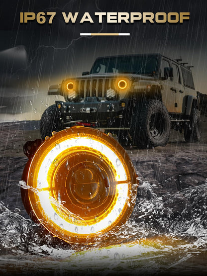9" Round LED Headlights with DRL Halo for Jeep Wrangler JL/JT