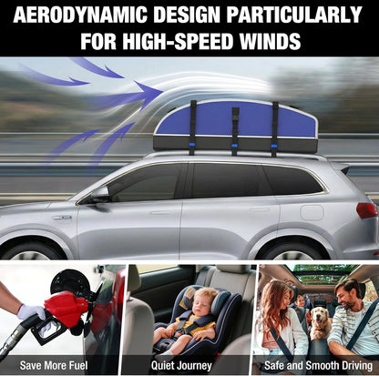 21ft³ Rooftop Cargo Carrier - Waterproof 840D PVC, Anti-Slip Mat, 6 Door Hooks, Storage Bag