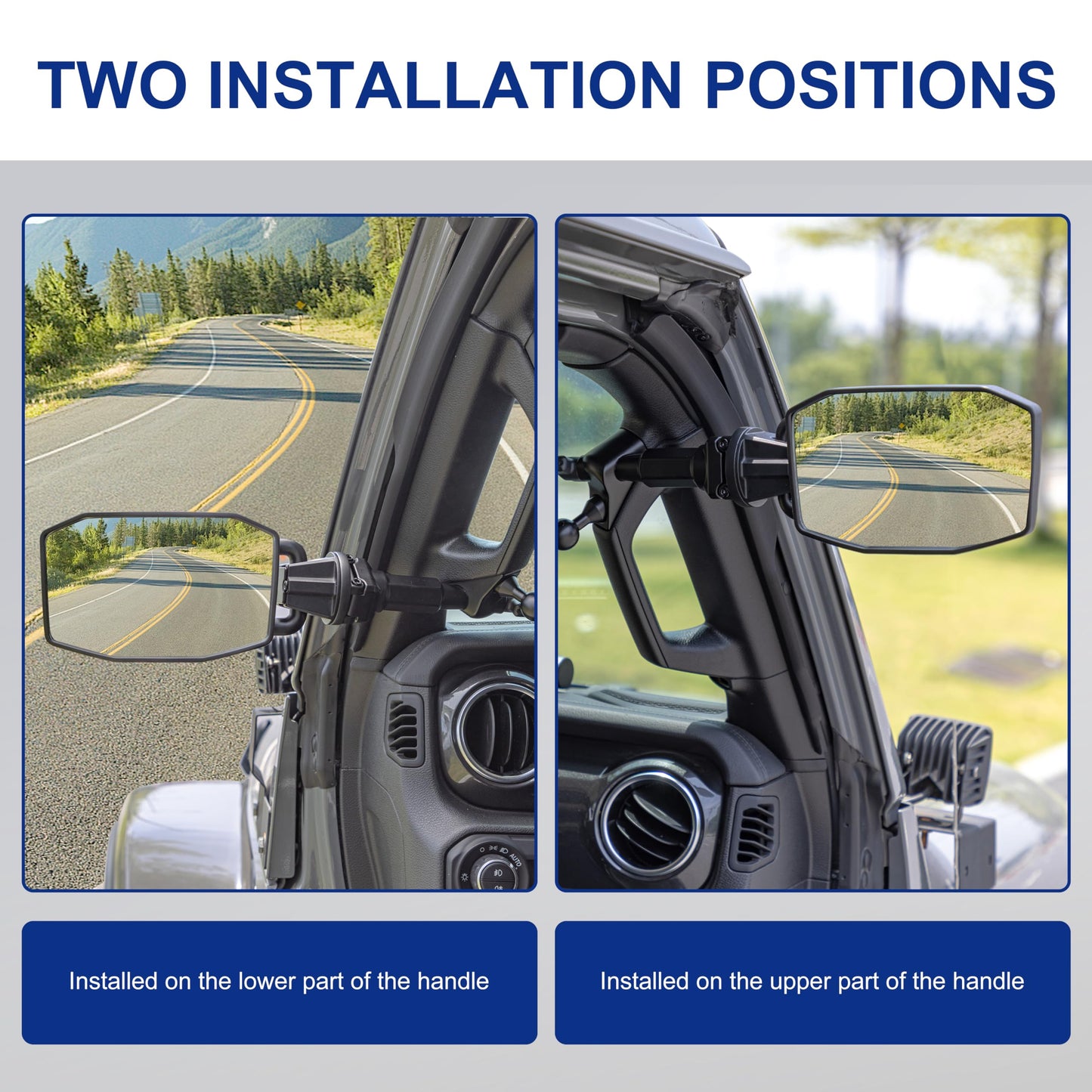 Quick Release Mirrors for 2018-2023 Jeep Wrangler JL & Gladiator JT (Patent Design)