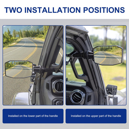 Quick Release Mirrors for 2018-2023 Jeep Wrangler JL & Gladiator JT (Patent Design)