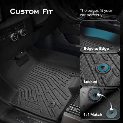 TPE All-Weather Floor Mats for 2019-2026 Chevy/GMC Crew Cab (Bucket Seats, w/Under-Seat Storage)