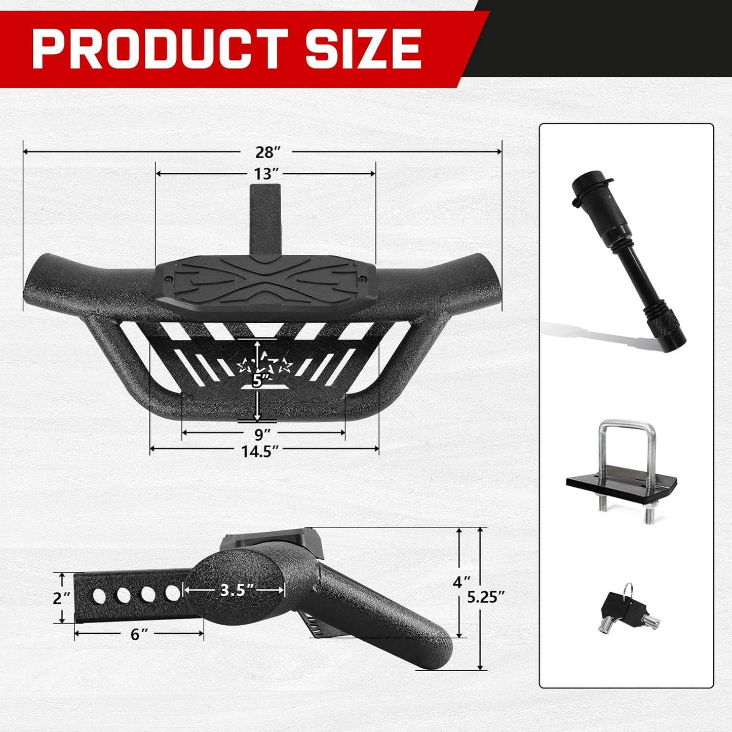 Double Layer 2" Hitch Step - Dual-Stage Anti-Slip, Universal Fit for Trucks/SUVs