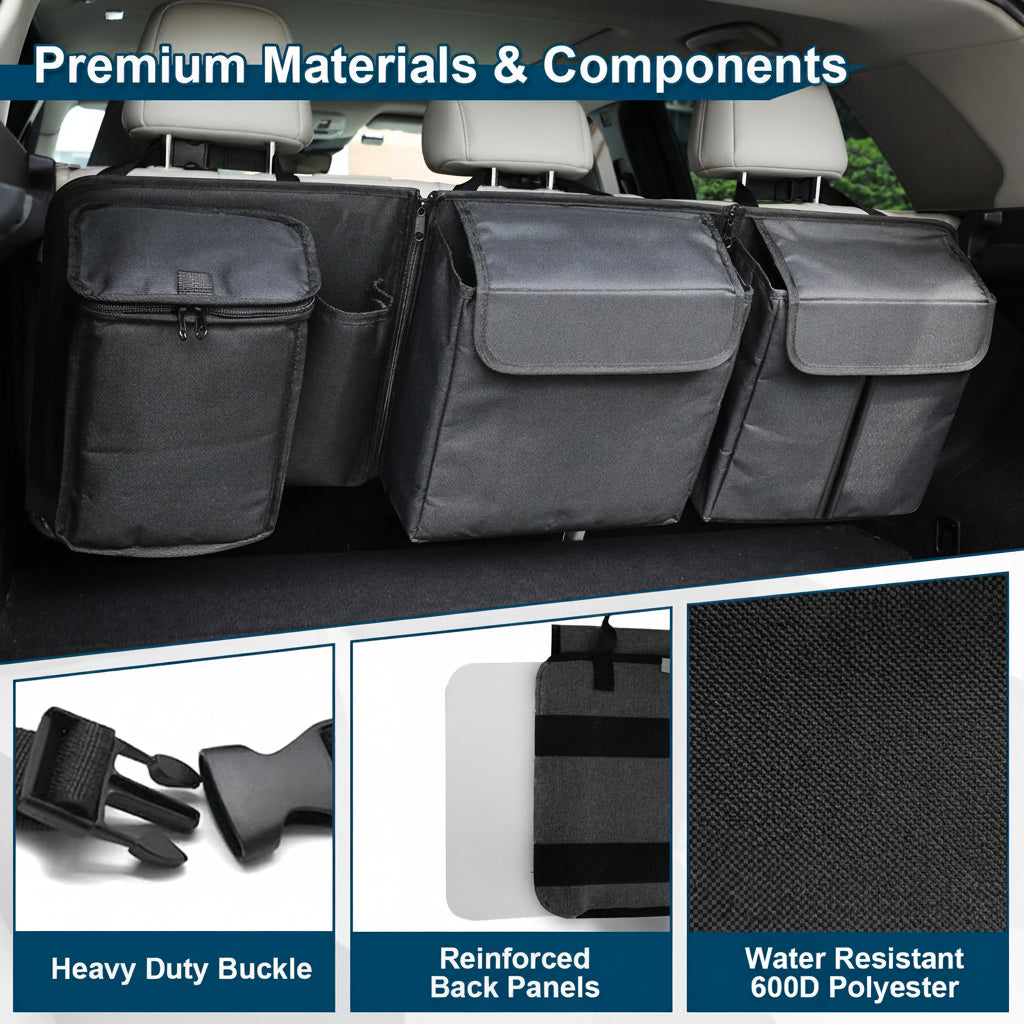 Deluxe Trunk & Backseat Organizer with Detachable Cooler for SUVs/RVs (Patent Pending)