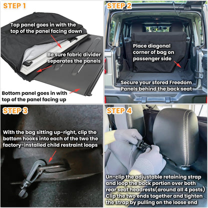 Hard Top Freedom Panel Storage Bag for 2007-2025 Jeep Wrangler & Gladiator (Black)