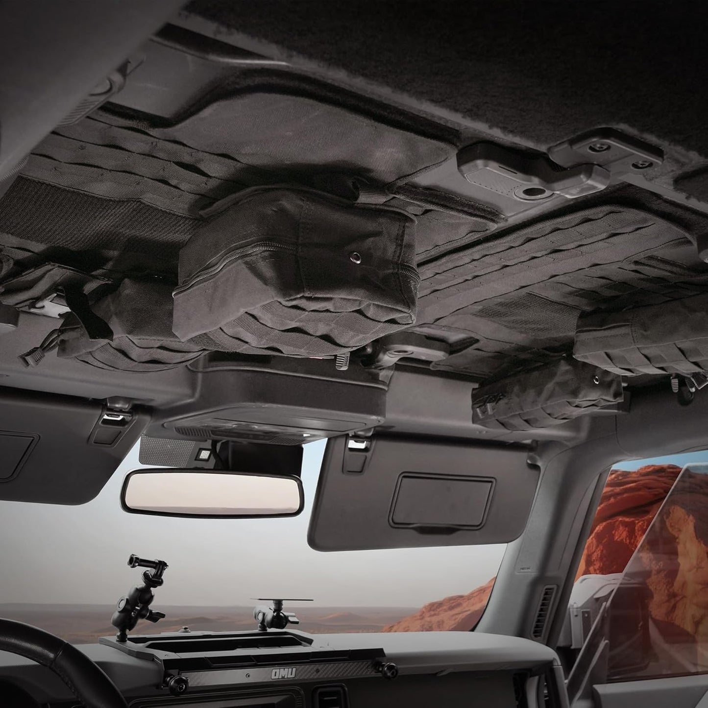 Roof Liner Organizer Overhead Storage Jacket Overhead Car Organizer Car Headliner Storage Organizer For Ford Bronco 2021 2022 2023 2024 2/4 Doors Roof Tactical Vest Accessories With 5 Molle Pouch