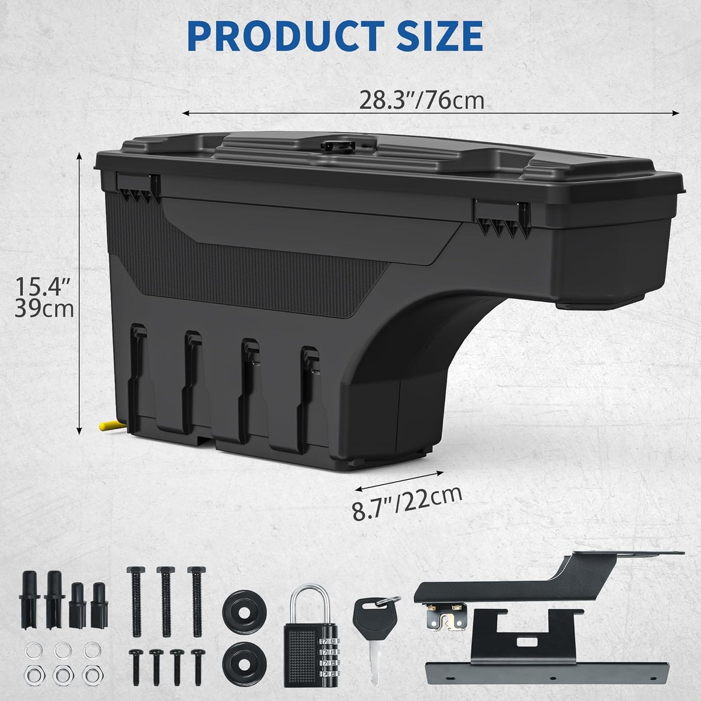 OEDRO Truck Bed Storage Tool Box Fits 2015-2025 Ford F150 Driver Side + Passenger Side, 180 Degree Rotation Rear Tool Boxs with Lockable Lid & Password Padlock, Black Waterproof Wheel Well Storage