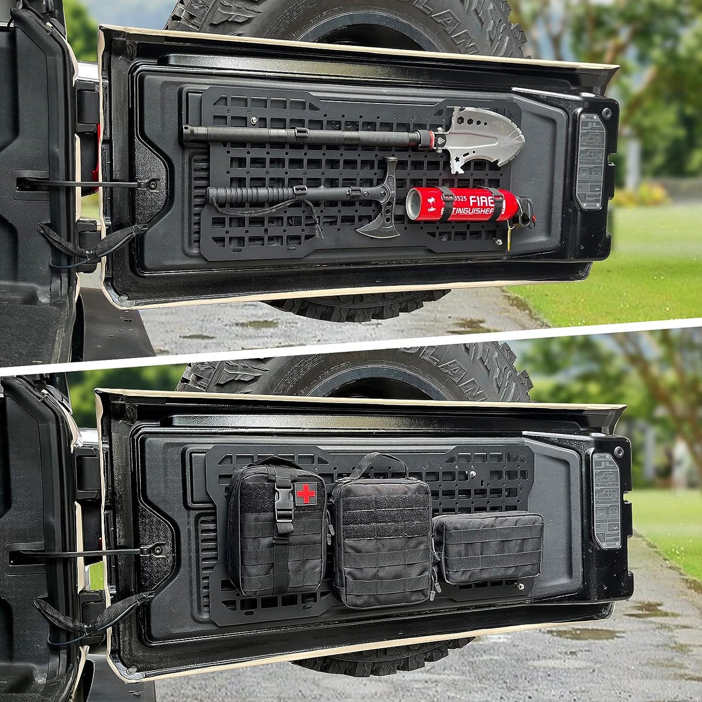 Wrangler Tailgate Tactical Panel with 3 Moll Pouch