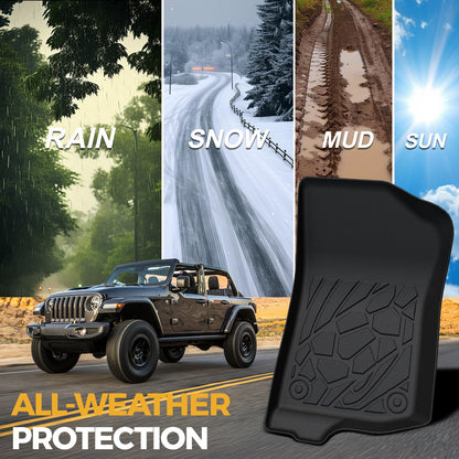 All-Weather TPE Floor Mats, Cargo Liner & Door Sill Guards for 2018-2026 Jeep Wrangler JL 4-Door (Gas)