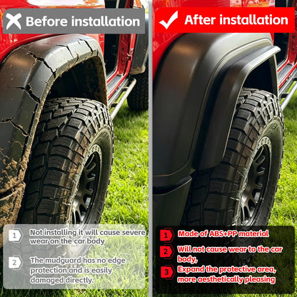 Jeep Wrangler JL/JLU Wide Flat Fender Flares (4-Piece)