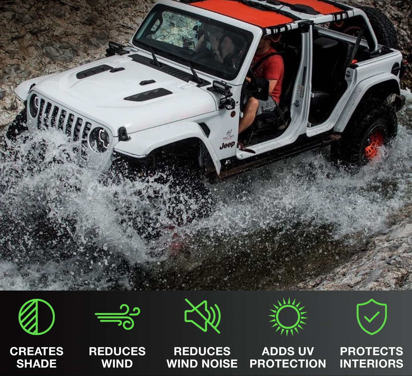 Front & Rear Mesh Sun Shade for 2018-2023 Jeep Wrangler JLU (Bikini Top)