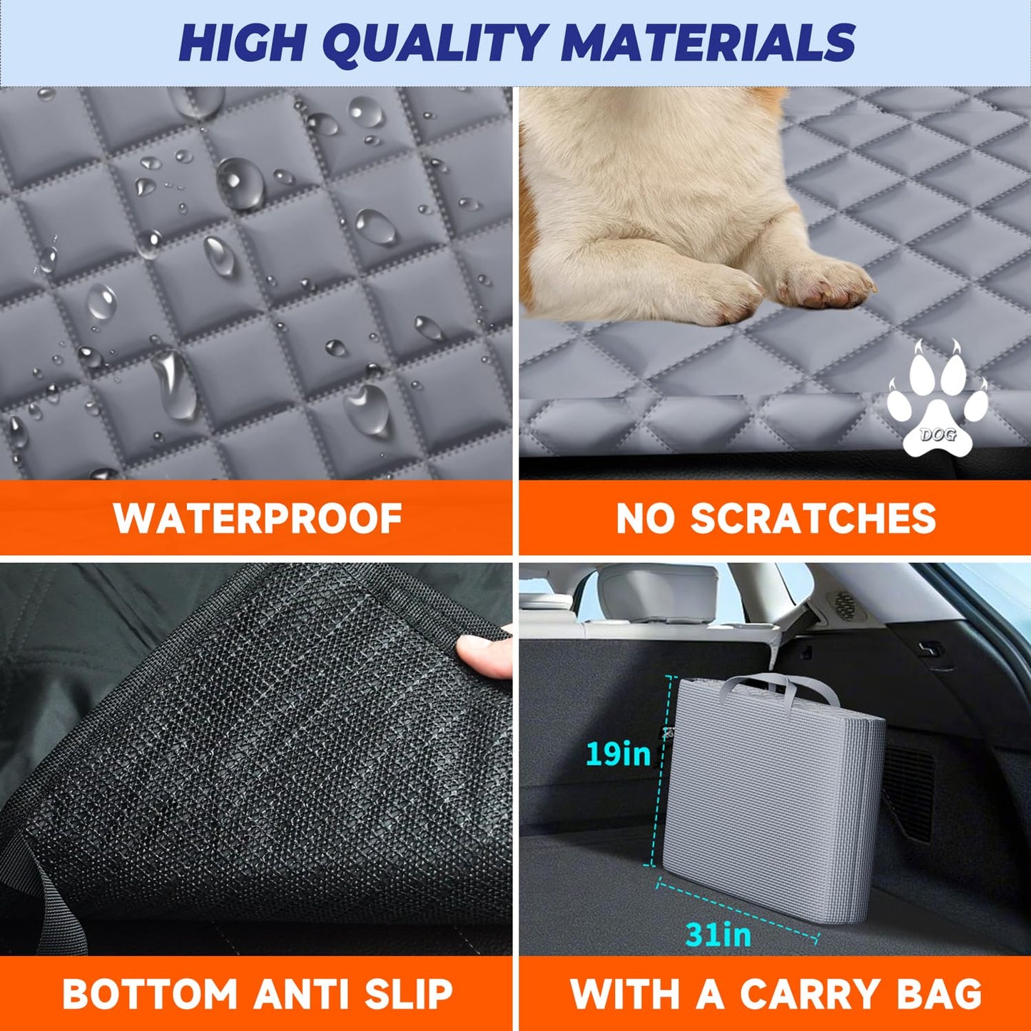 Hard Bottom Dog Hammock Back Seat Extender for Dogs for F150, RAM1500, Silverado