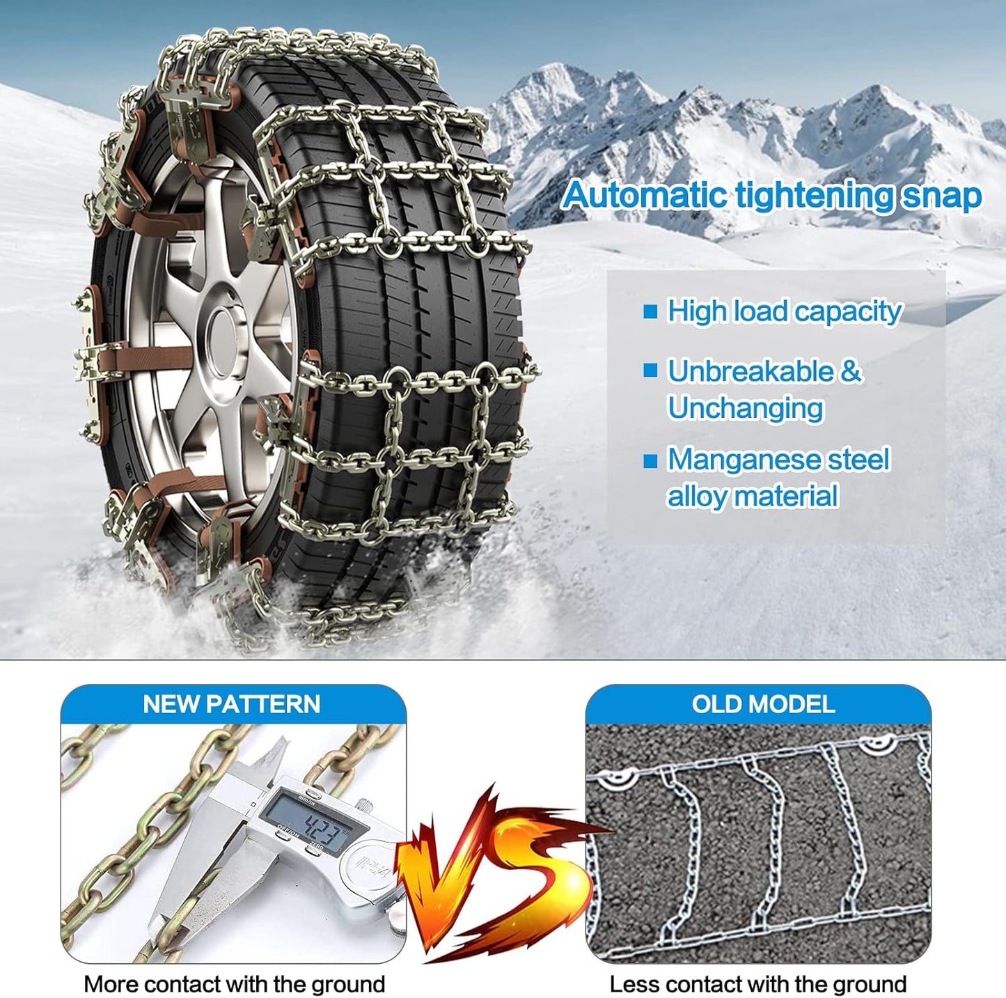 6 Pack Thickened Snow Chains For Truck SUV in Snow, Ice, Sand and Mud