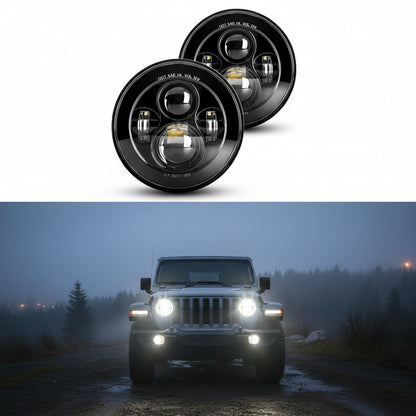 1000% Brighter 7" LED Headlights - H6024 Round, DOT Approved, Jeep JK JL Fit