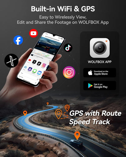 i07 3-Channel Dash Cam - 4K Front + 1080P Inside/Rear, WiFi GPS, 32GB Card, 24H Parking Mode