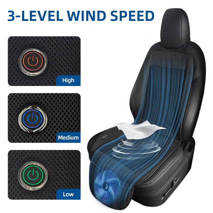 Ventilated Car Seat Cooler with Turbo Fan, 3-Speed Adjustable Airflow