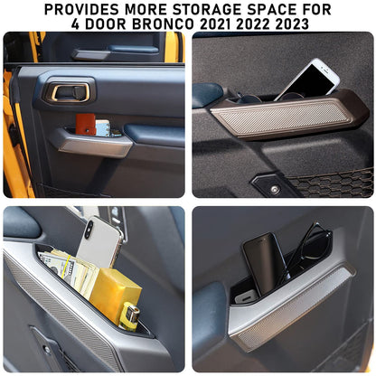 4-PCS Door Handle Storage Boxes for 2021-2025 Ford Bronco - Front & Rear Armrest Phone Organizer