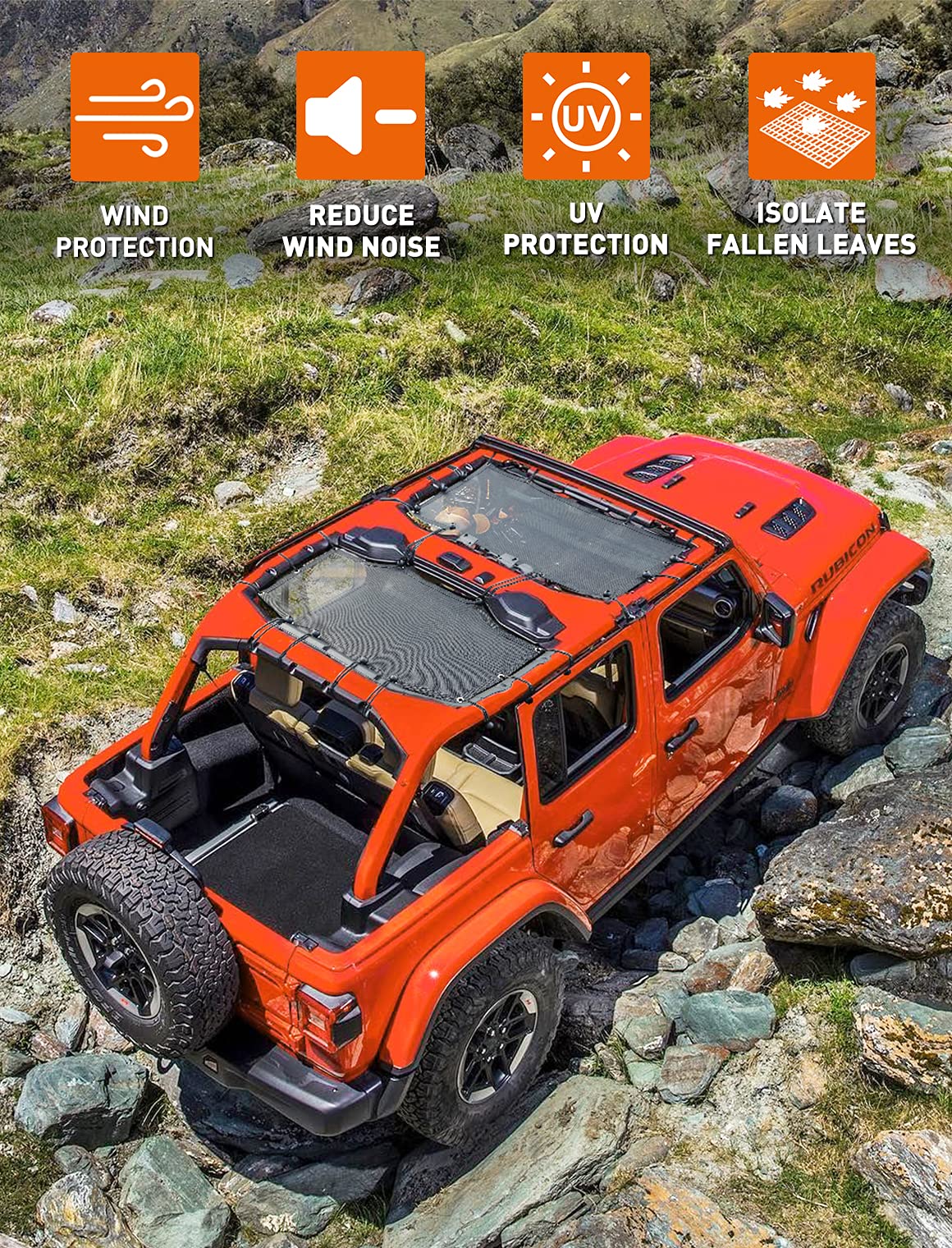Mesh Bikini Top Sun Shade (2-Piece) for 2018-2023 Jeep Wrangler JL 4XE
