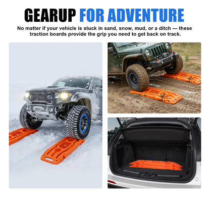 Off-Road Traction Boards with Jack Base - Heavy-Duty Recovery Tracks for 4x4/SUV/Truck (Large)