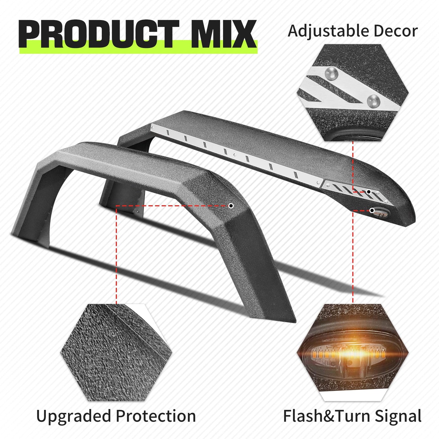 Jeep Wrangler JL Flat Fenders with LED Turn Signals (2/4 Doors)