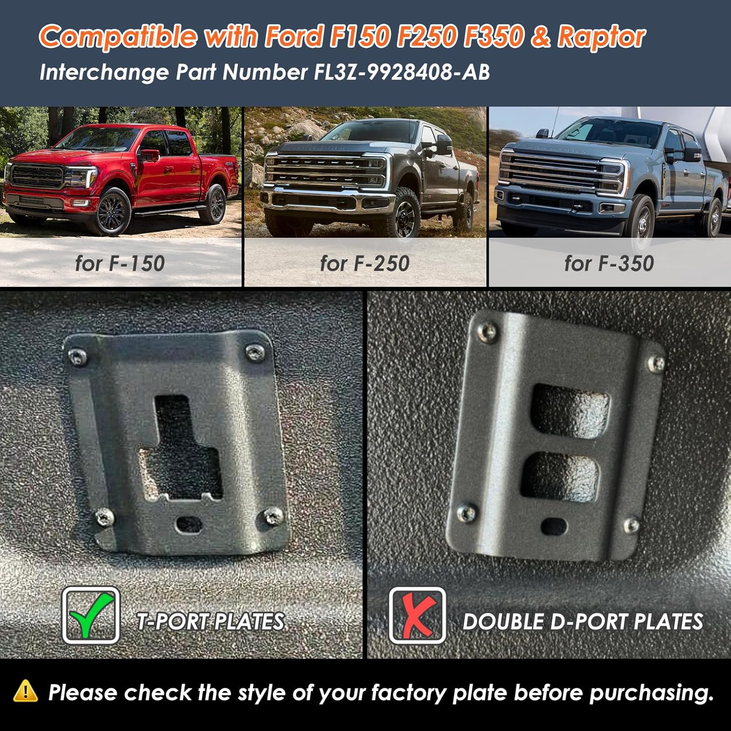 4Pcs Truck Bed Tie Down Anchors Boxlink Cleats & Plates Compatible with Ford F150 F250 F350 & Raptor 2015-2024 2025