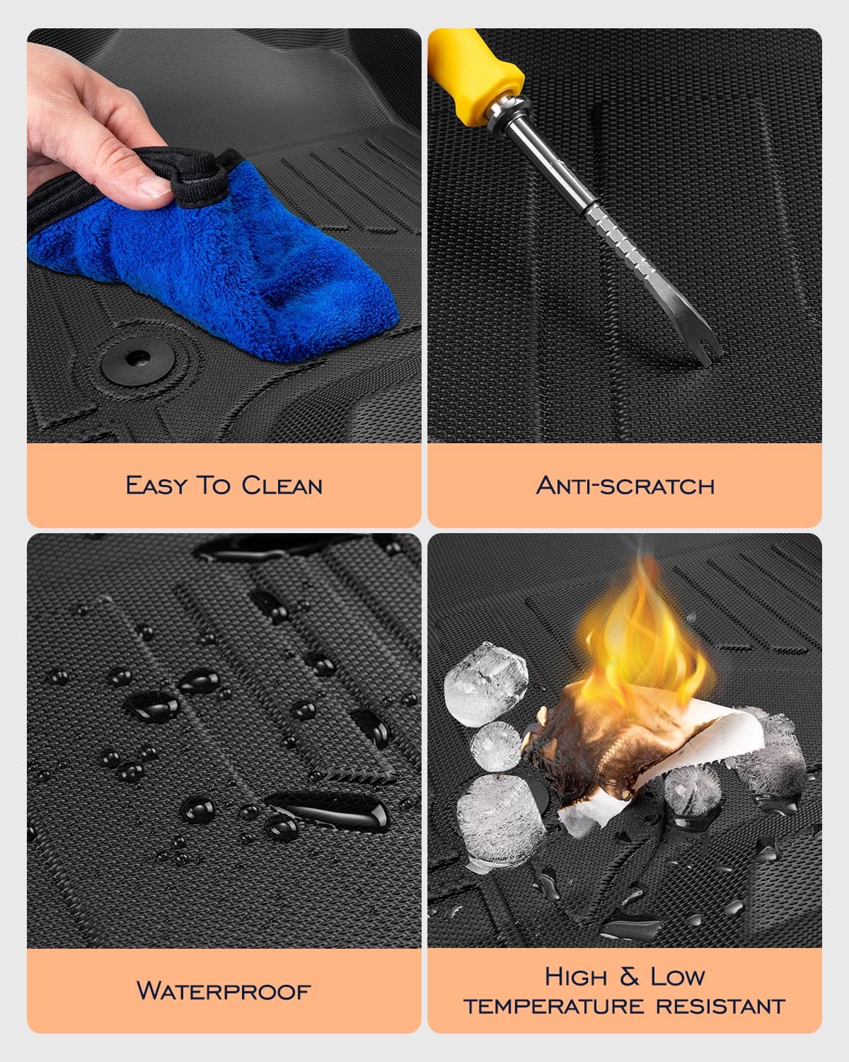 TPE Floor Mats for 2014-2018 Chevy/GMC 1500 & 2015-2019 HD Crew Cab (Bucket Seats) - All-Weather