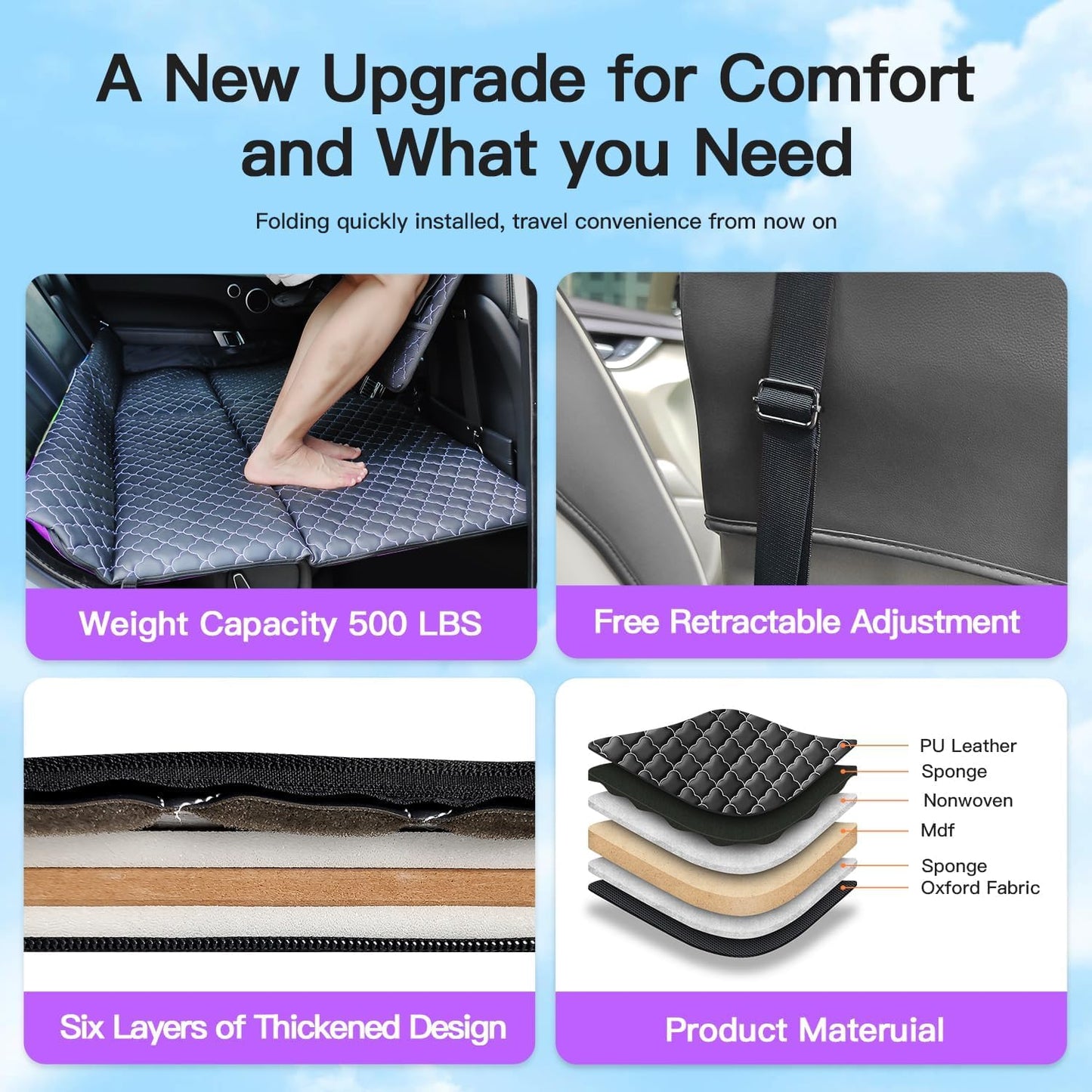 Non-Inflatable Truck Bed Air Mattress for F-150, RAM 1500, Silverado & More