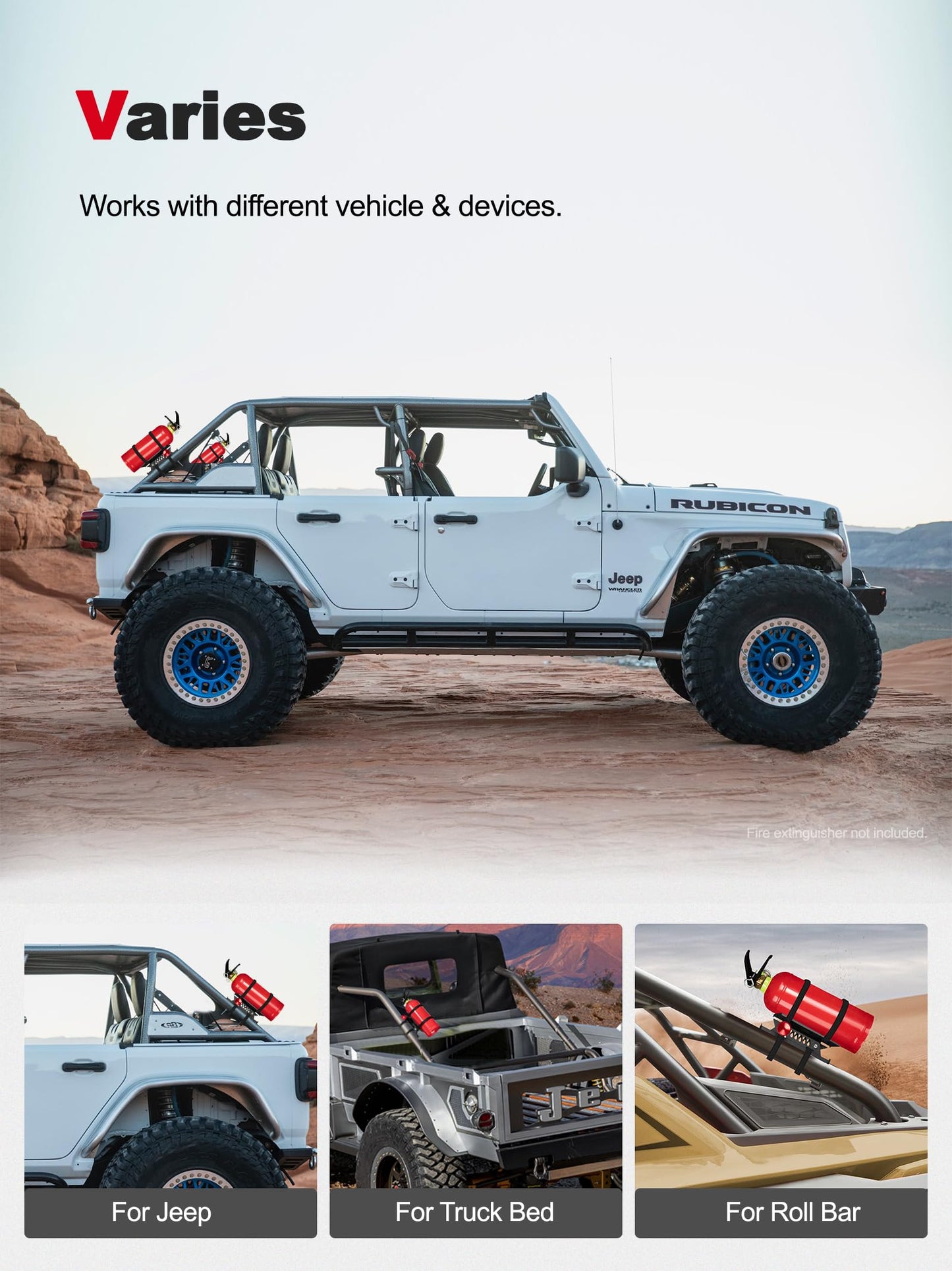 Adjustable Quick-Release Fire Extinguisher Mount for Jeep/UTV Roll Bar - Universal Fit
