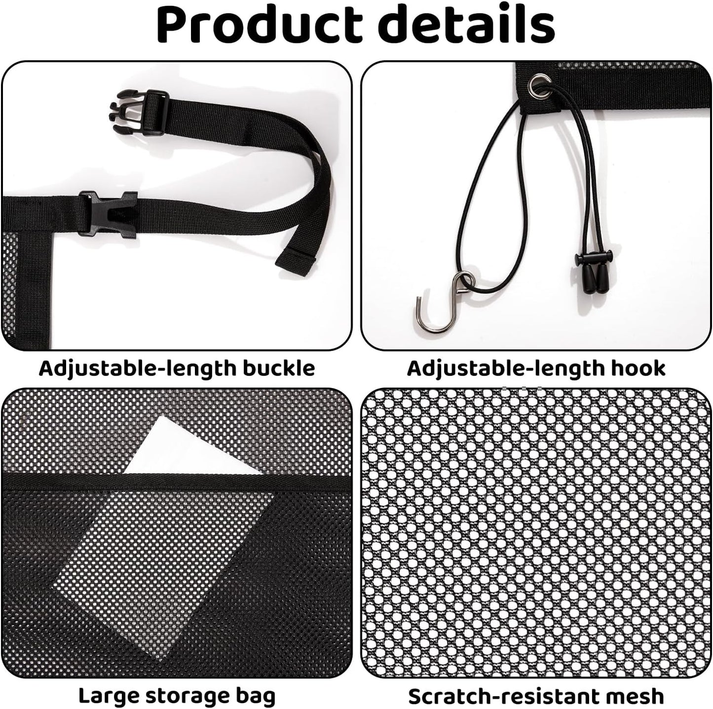 Dog Car Barrier with Mesh Organizer - Pet Divider for Car/SUV/Truck