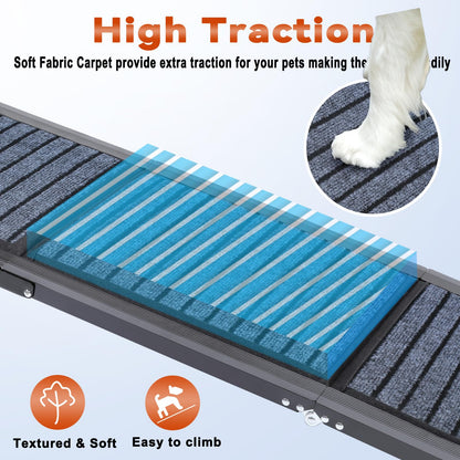 63"x17" Foldable Dog Ramp - 200 lb Capacity, Non-Slip Rug Surface for Large Dogs (Car/SUV/Truck)