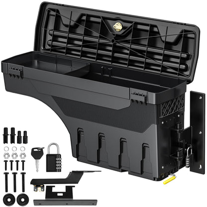 OEDRO Truck Bed Storage Tool Box Fits 2015-2025 Ford F150 Driver Side + Passenger Side, 180 Degree Rotation Rear Tool Boxs with Lockable Lid & Password Padlock, Black Waterproof Wheel Well Storage