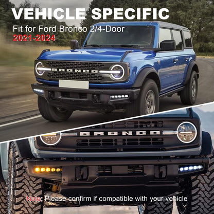Ford Bronco LED Fog Lights with DRL, Amber Turn Signal