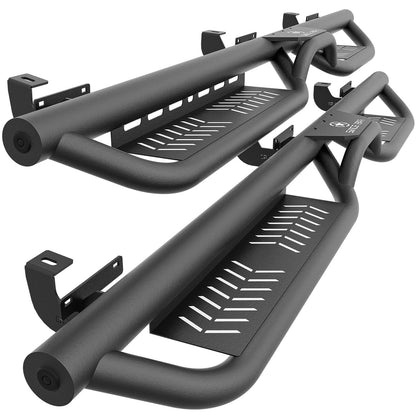 Two-Stair Black Running Boards for 2018-2026 Jeep Wrangler JL 4-Door - Rock Slider Nerf Bars