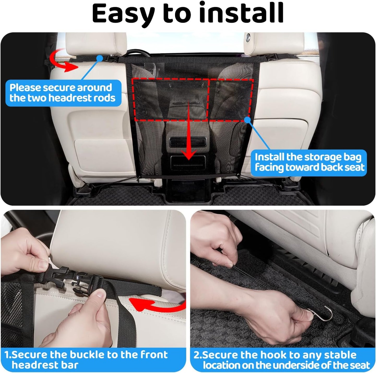 Dog Car Barrier with Mesh Organizer - Pet Divider for Car/SUV/Truck