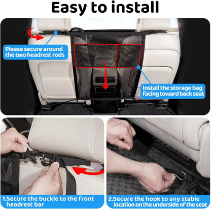 Dog Car Barrier with Mesh Organizer - Pet Divider for Car/SUV/Truck