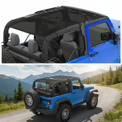 Mesh Bikini Sun Shade for 2007-2018 Jeep Wrangler JK 2-Door - UV & Wind Protection