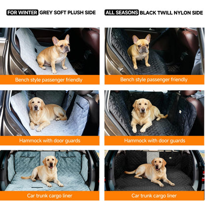 Waterproof Reversible Dog Car Seat Cover with Mesh Window