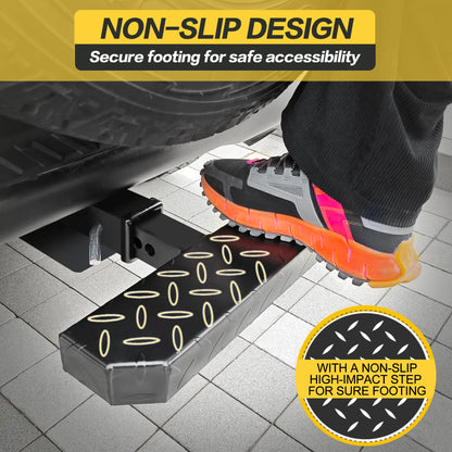 Anti-Slip Hitch Step for 2" Receiver - 600 lb Capacity, Black Tow Bumper Guard for Truck/SUV, Includes Pin