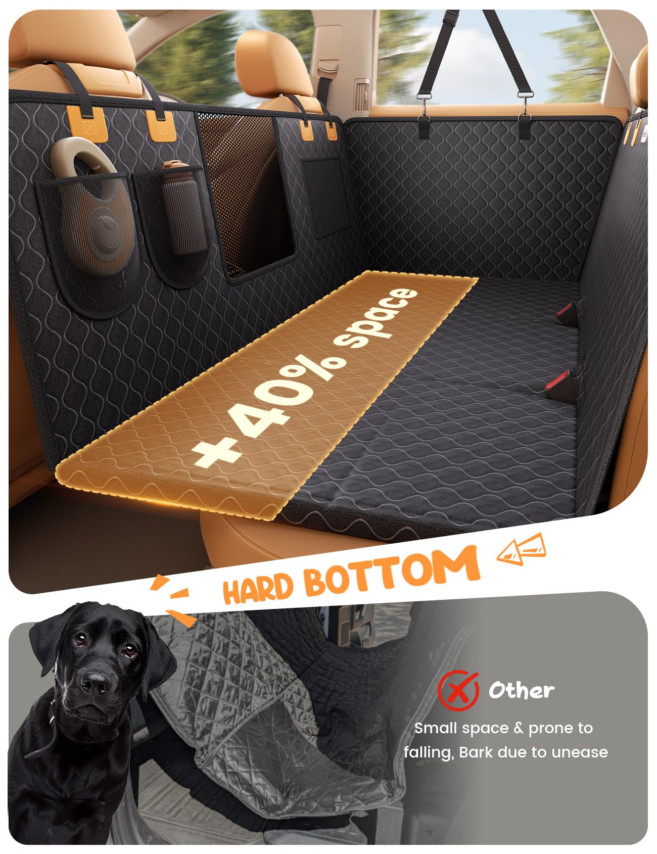 Dog Car Seat Cover - Waterproof Hammock with Mesh Window