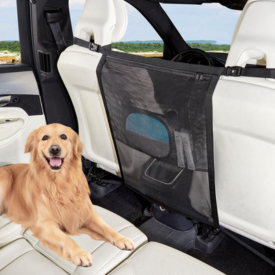 Pet Barrier with Large Zipper Storage - Car/SUV/Truck Divider Net for Dogs