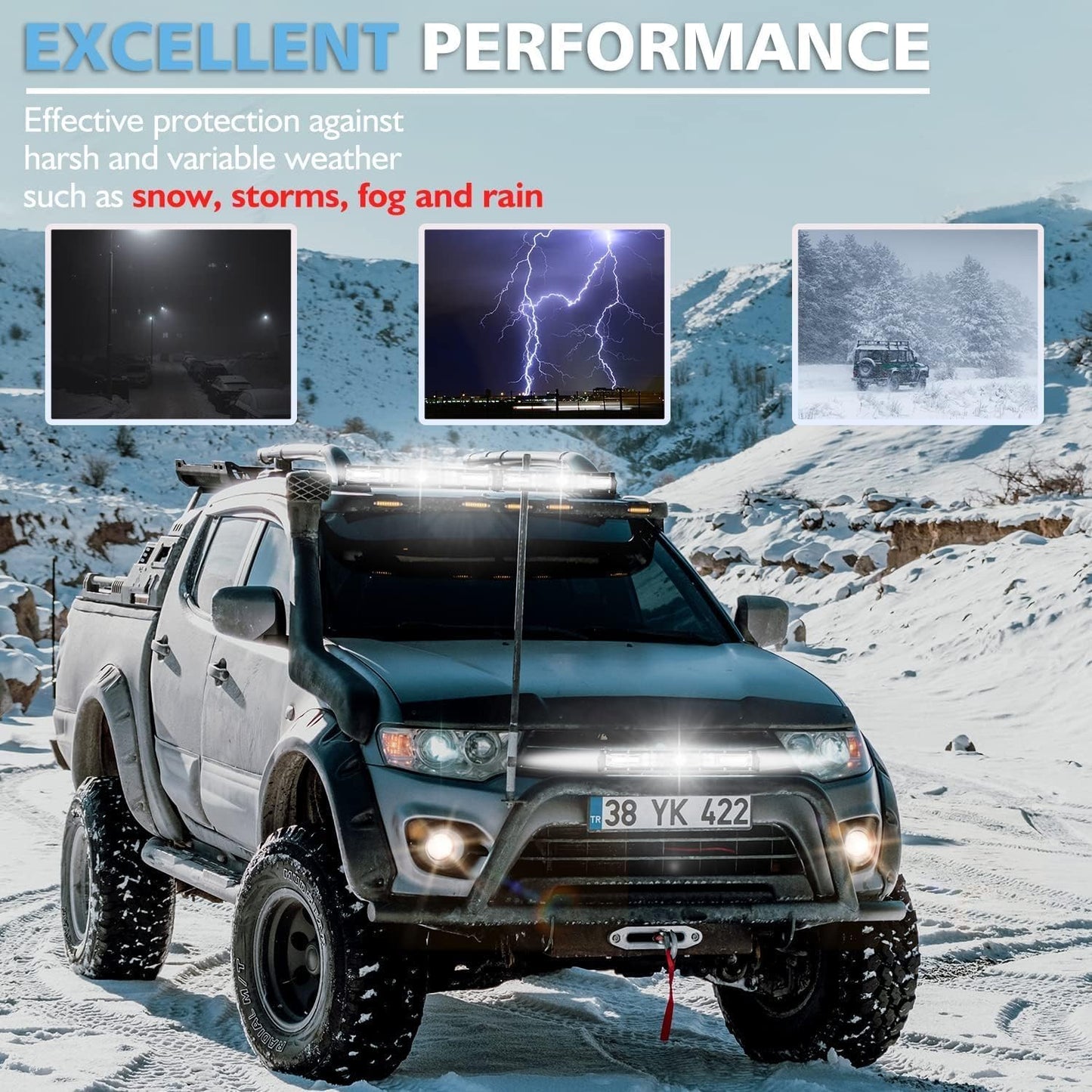 12" Double Row LED Light Bar (2-PCS) - 120W, 10000lm Flood/Spot Combo for Truck/ATV/Boat