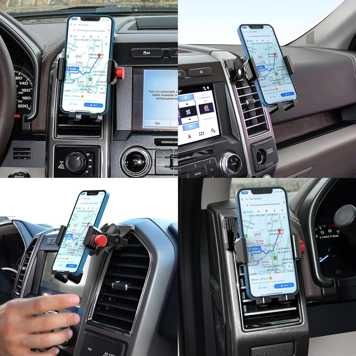 EASEORD Phone Mount Compatible with Ford F-150 2015-2020, Expedition 2018-2021, Super Duty 2017-2021, 360 Rotation Aluminum F150 Vent Cell Phone Holder for All Phone iPhone Android Smartphone