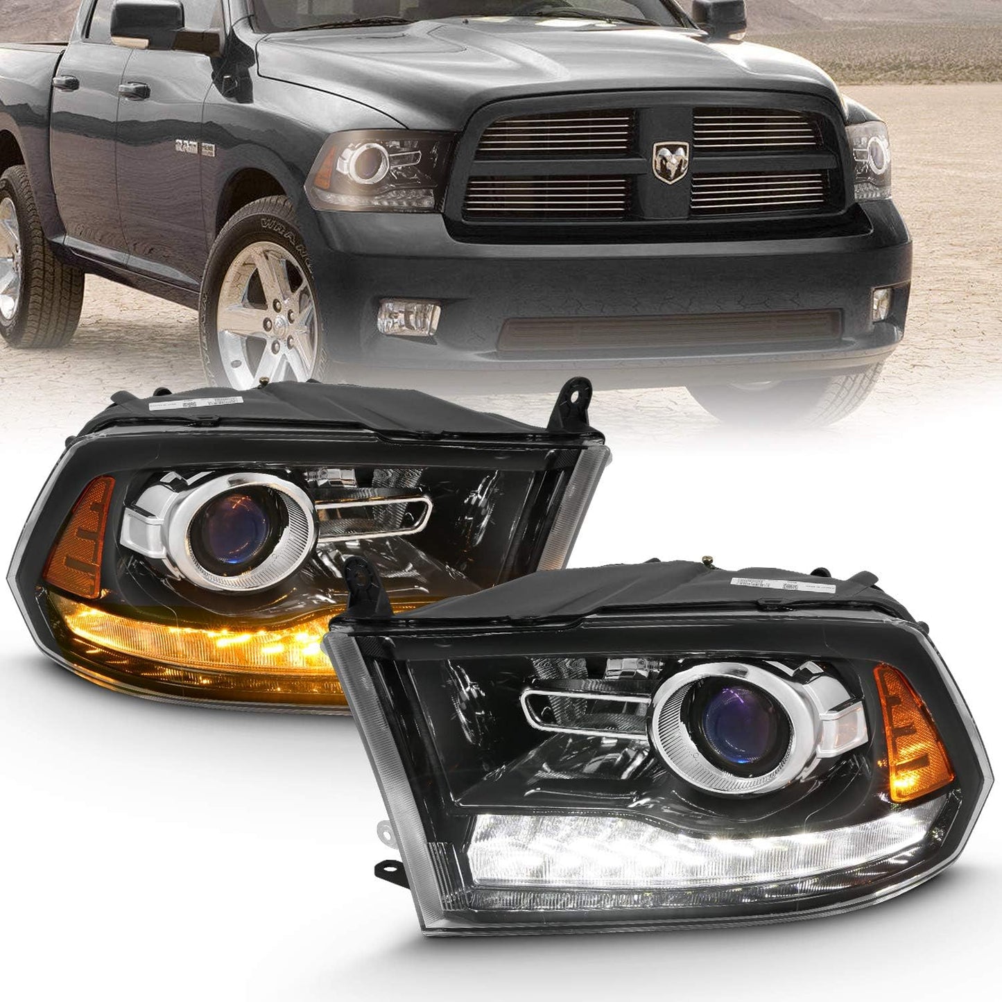 Halogen, led, Projector Headlights For 2009-2018 Dodge Ram 1500 2500 3500