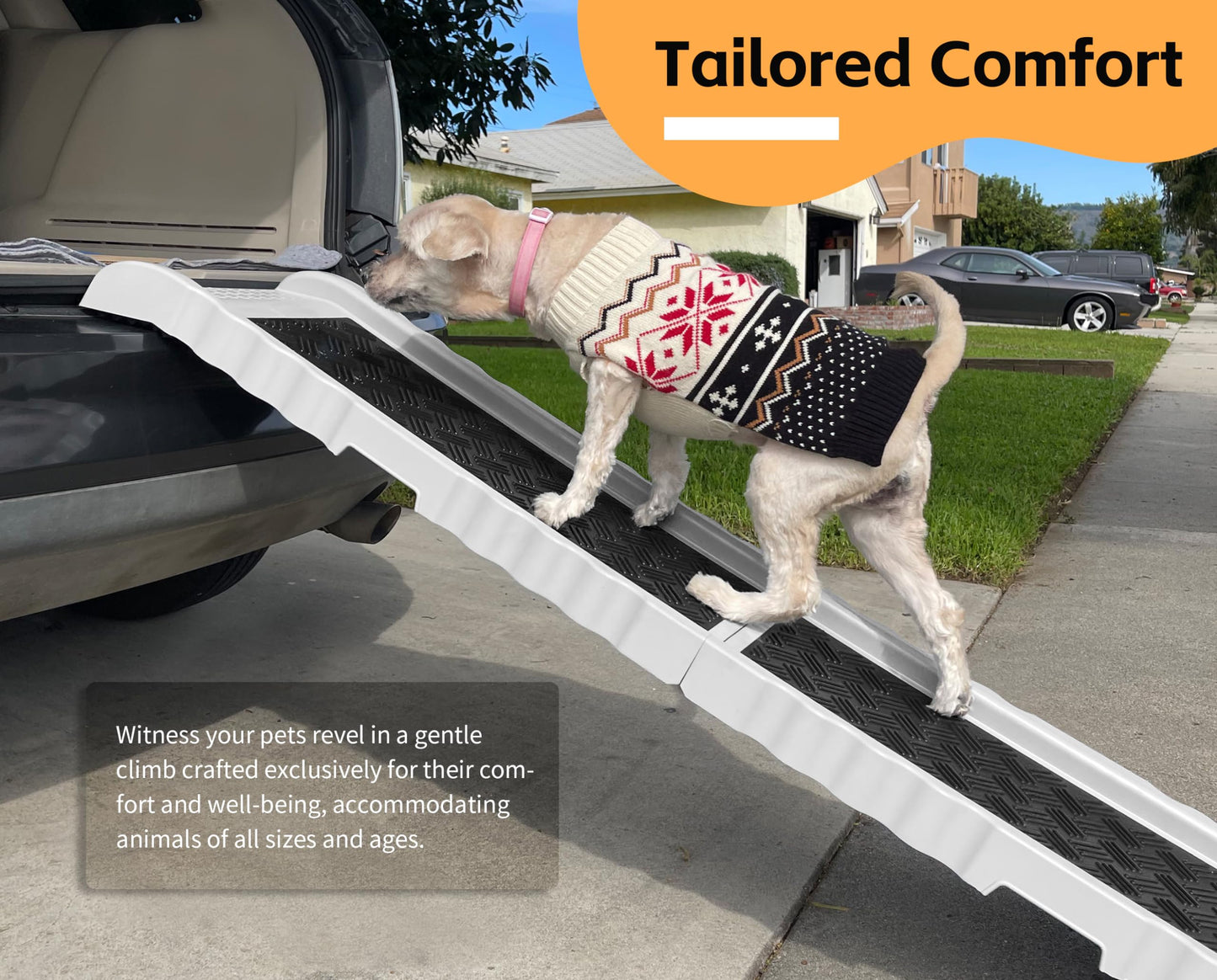 PawStep Foldable Pet Ramp - Poly Grass Non-Slip Surface, Lightweight for Cars/SUVs/Beds/Couches