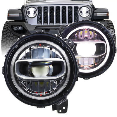 9-Inch Round LED Headlights for Jeep Wrangler JL/Gladiator JT, DOT Approved