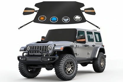 600D Windshield Snow & Ice Cover for Jeep Wrangler & Gladiator - Universal Fit
