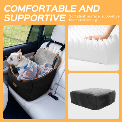 6" Elevated Memory Foam Booster Seat - 35 lb Capacity, Washable w/Safety Leash & Storage Pockets